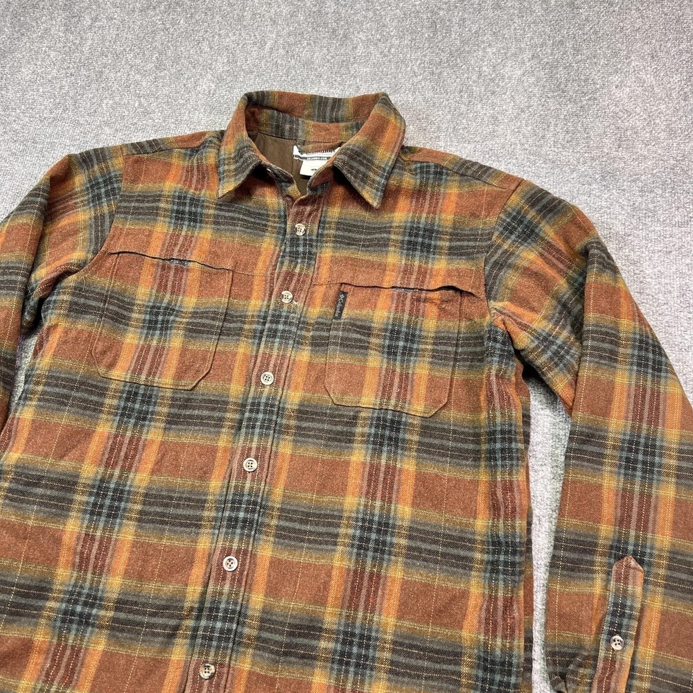 Columbia Shirt Mens Large Brown Plaid Flannel Quilted Lined Long Sleeve - Picture 3 of 10